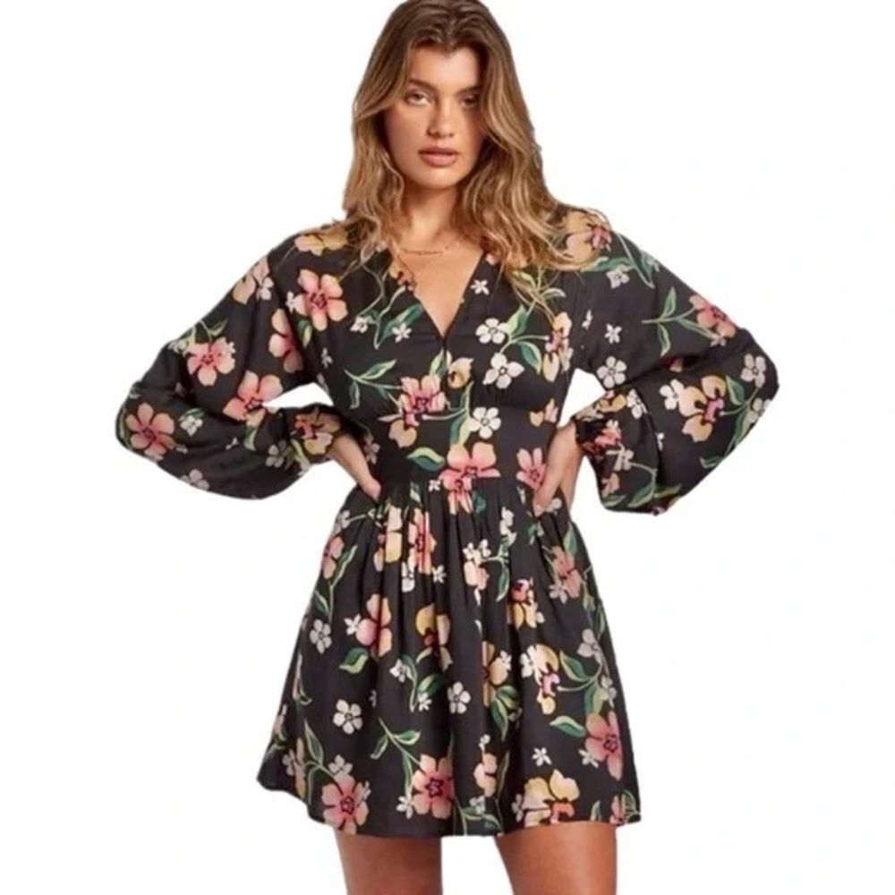 Billabong Billabong Night Bloom V-Neck Mini Dress